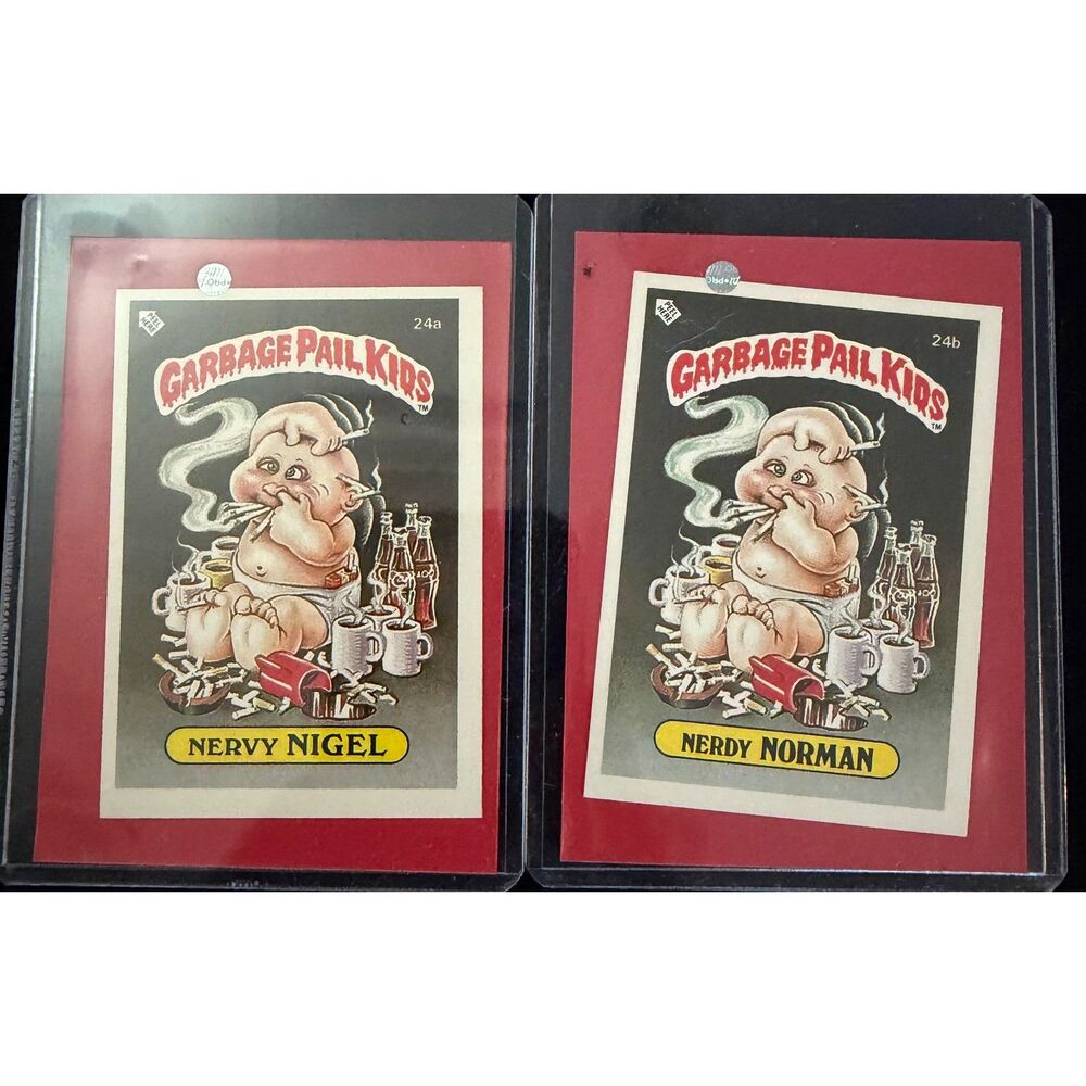 Vintage 1985 Topps Garbage Pail Kids UK Minis Series 1 24A and 24B